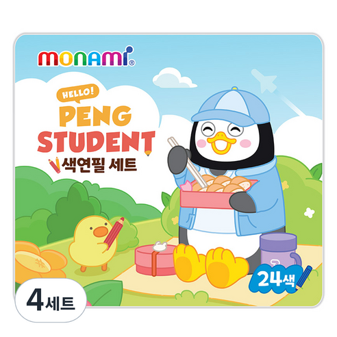 모나미 펭수 바우하우스 색연필 세트, 24색, 4세트