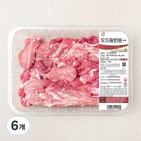 도드람한돈 앞다리팩 불고기용 (냉장), 1000g, 6개