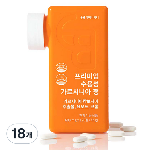 에버비키니 프리미엄 수용성 가르시니아 정 72g, 120정, 18개