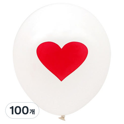 조이파티 30cm 하트무늬 풍선, 화이트, 100개