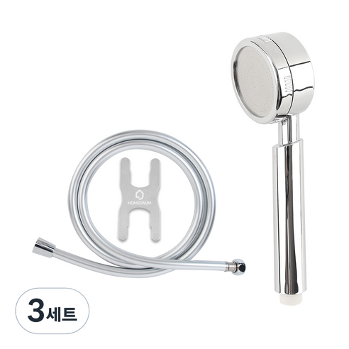 홈다움 몬스터수압상승 샤워기 헤드 + 물때방지 튜브형 1.5m샤워호스, 3세트