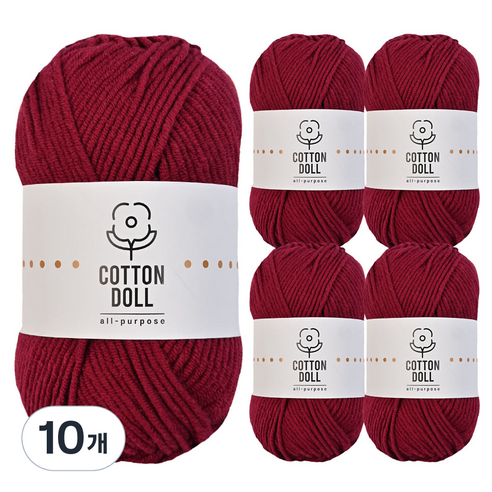 니뜨 코튼돌 뜨개실 50g, 10개, 18와인