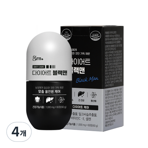 GRN 다이어트 블랙맨 60g, 4개, 60캡슐