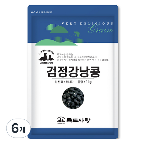 독도사랑 검정강낭콩, 1kg, 6개