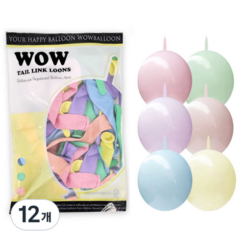 와우파티코리아 와우링커룬 마카롱 풍선 15cm 50p, 혼합색상, 12개