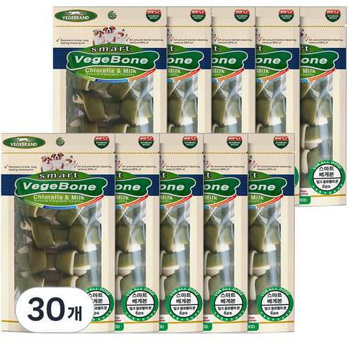 베게브랜드 스마트 베게본 덴탈껌 6P, 밀크크로렐라, 30개