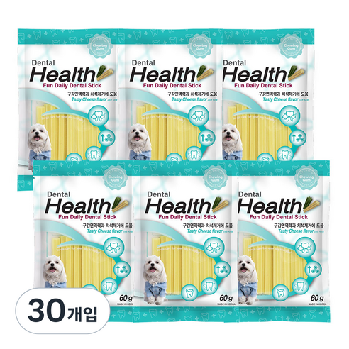 덴탈헬스 강아지 덴탈껌, 치즈맛, 60g, 30개