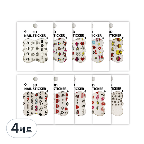 유아동 네일스티커 10종세트, 혼합색상, 4개