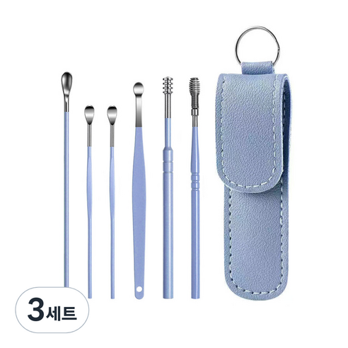 모나코올리브 손맛중독 귀이개 6종 + 파우치 세트 블루, 3세트