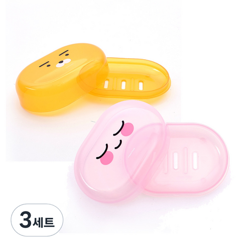 릴팡 카카오프렌즈 뚜껑비누대 세트, 라이언, 어피치, 3세트