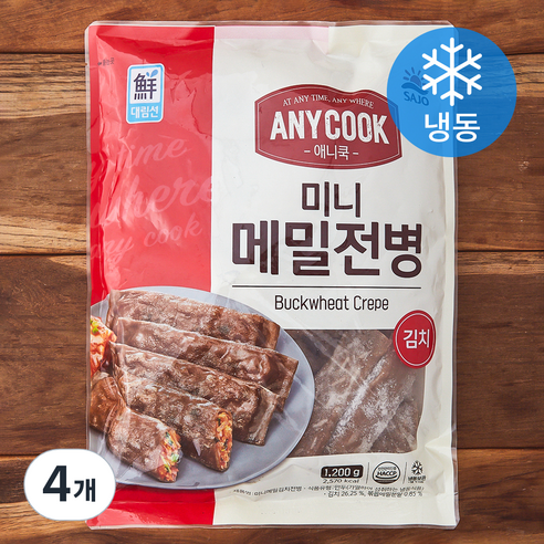 대림선 애니쿡 미니메밀전병 김치 (냉동), 1.2kg, 4개