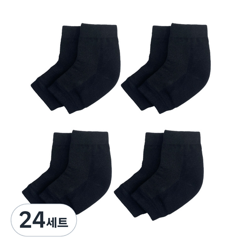 생활더하기 풋케어 발 뒤꿈치 보습 패드 양말 블랙, 1매, 24세트