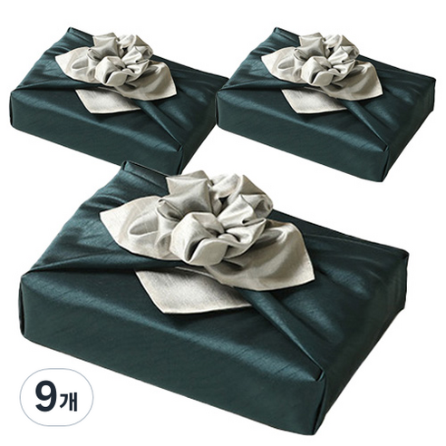통샵 실크 겹 보자기 80 x 80 cm, 107 청록 + 아이보리, 9개