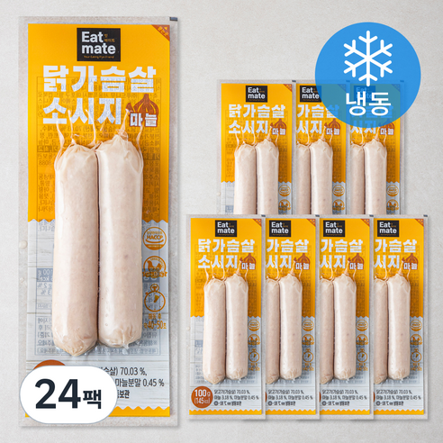 잇메이트 닭가슴살 소시지 마늘 (냉동), 100g, 24팩