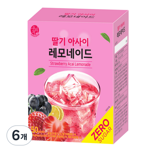 우리차 딸기 아사이 레모네이드, 5g, 50개입, 6개