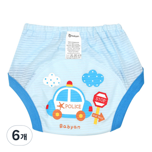 베이비앙 3중 방수 배변훈련팬티, 6개, 폴리카
