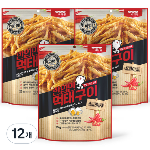 바다원 한입만 먹태구이 스파이시, 12개, 25g