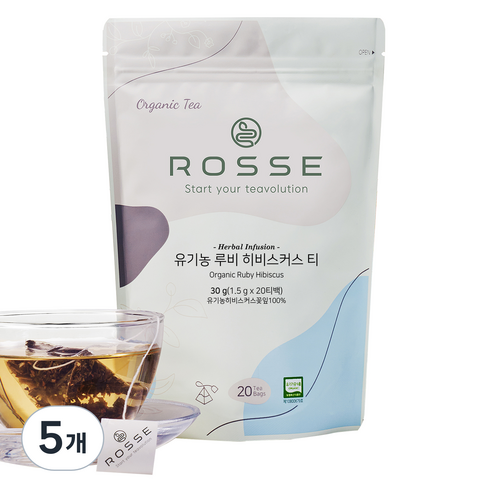 로쎄 유기농 루비 히비스커스 티, 30g, 5개, 20개입