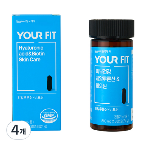 동국제약 YOUR FIT 피부건강 히알루론산 & 비오틴 영양제 24g, 4개
