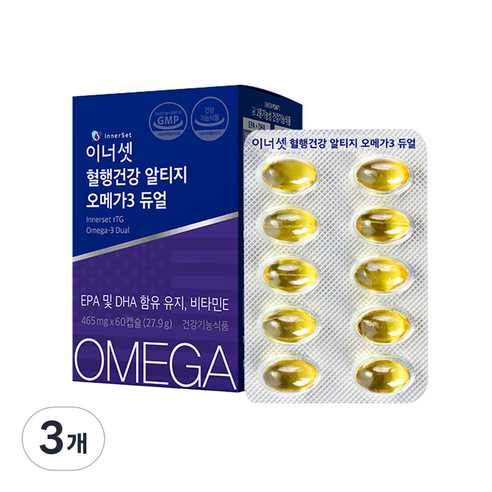 이너셋 혈행건강 알티지 오메가 3 듀얼 60p, 3개, 27.9g