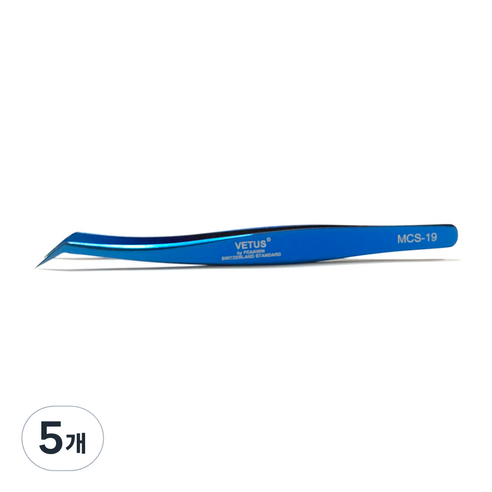 비투스 속눈썹 핀셋 MCS-19, 블루, 5개