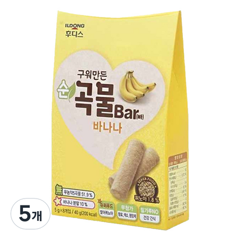 일동후디스 구워만든 순곡물바, 바나나맛, 5개