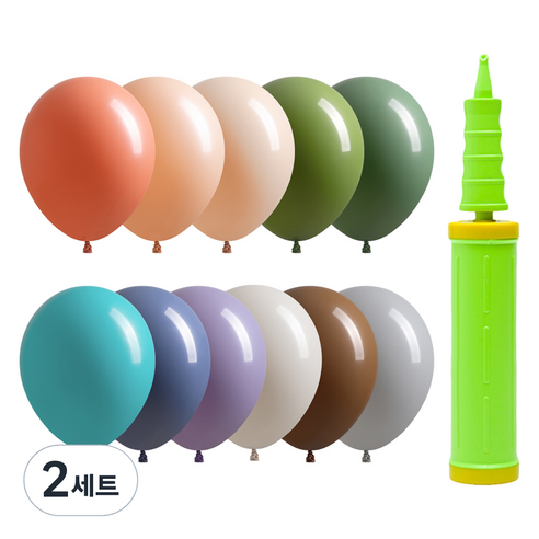 조이파티 조이벌룬 아티스트 풍선 30cm 100p + 손펌프 세트, 풍선(랜덤발송), 손펌프(라임그린), 2세트