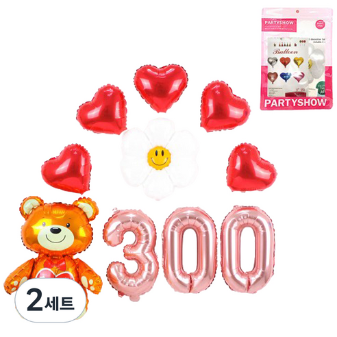 파티쇼 러브곰돌이 기념일 300일 데이지 세트, 로즈골드 + 메탈레드, 2세트