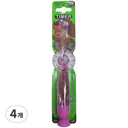 비브라이트 캐릭터 LED 타이머 동물친구 어린이 칫솔, 강아지, 1개입, 4개