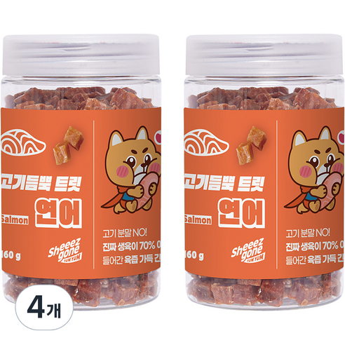 쉬즈곤 냠냠 고기듬뿍 노즈워크 트릿 강아지 간식160g, 연어, 4개