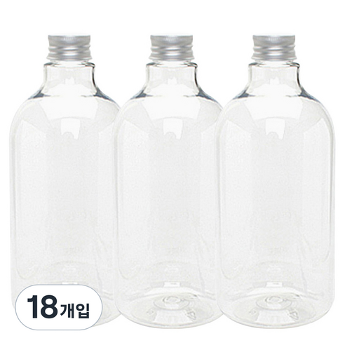 병도매닷컴 DN850투명 음료용기 알루미늄 실버캡, 850ml, 18개