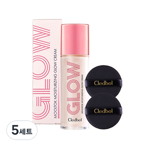 끌레드벨 물톡 모이스춰라이징 글로우 크림 30ml + 퍼프 2p 세트, 5개