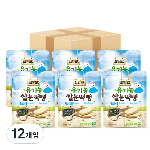 엘빈즈 유기농 쌀눈떡뻥, 백미, 30g, 12개