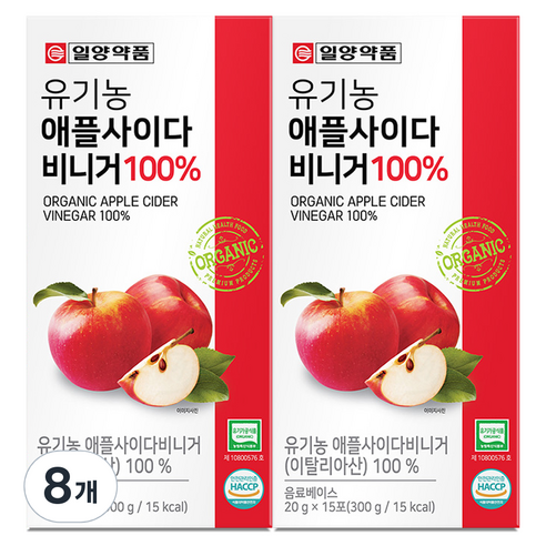 일양약품 유기농 애플사이다 비니거 100% 15p, 300g, 8개