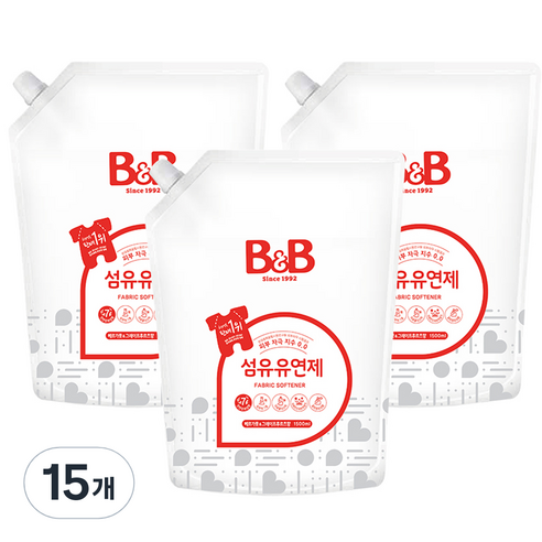 비앤비 섬유유연제 베르가못향 캡 리필, 1.5L, 15개
