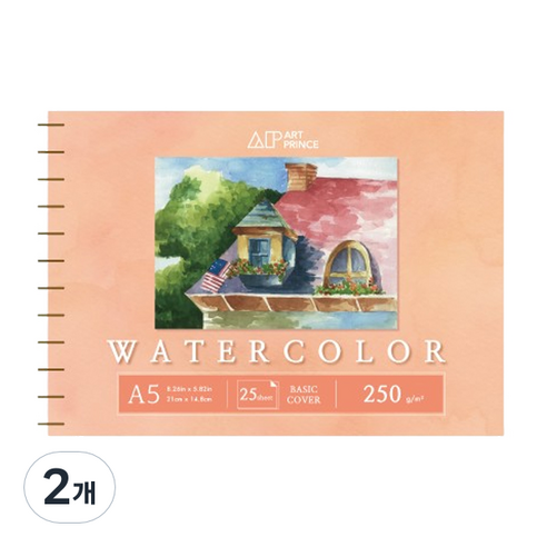 두성 아트프린스 워터컬러 수채화용 스프링 스케치북 250g W06, A5, 25매, 2개
