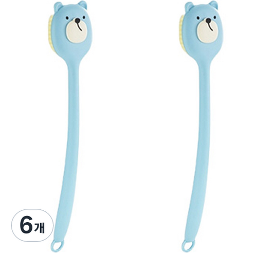 지비비 곰돌이 바디 브러쉬 등드름 샤워솔, 블루, 6개, 1개입