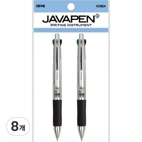 자바펜 제트4+1M 멀티펜 0.7mm, 메탈실버, 8개