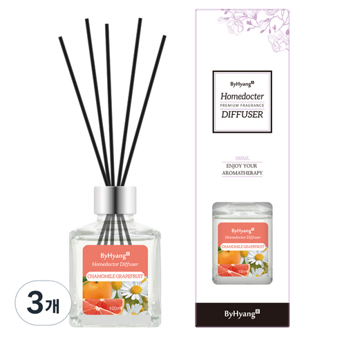 바이향 리프레싱 홈닥터 디퓨져 100ml, 캐모마일 그레이프프룻, 3개