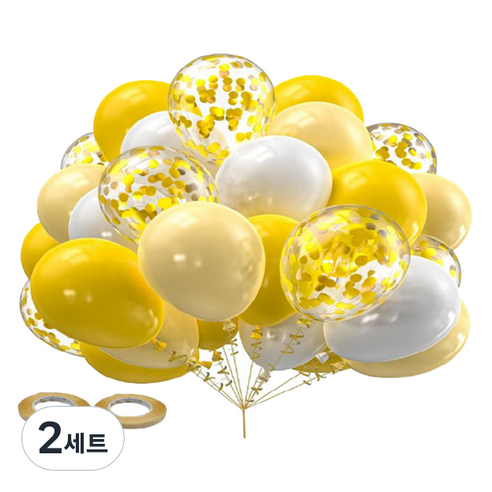 만들하비 컨페티 풍선 30p 세트, 옐로우(랜덤발송), 2세트