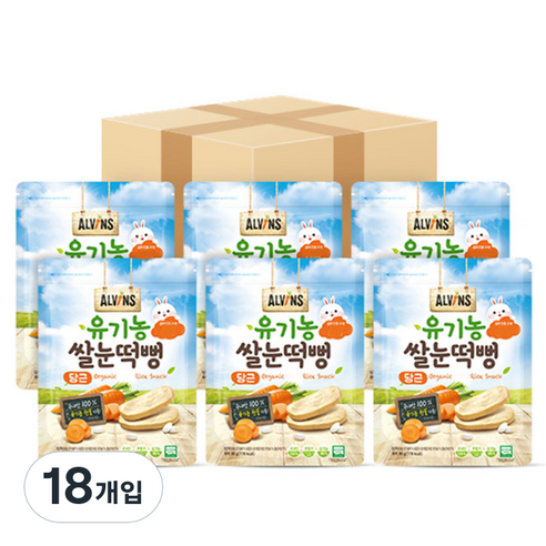 엘빈즈 유기농 쌀눈떡뻥, 당근, 30g, 18개