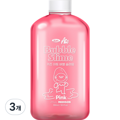 폴메디슨 대용량 키즈 아토 버블 슬라임 핑크 핑크, 3개, 550ml