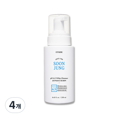 순정 약산성 6.5휩 클렌저 대용량 250ml 21AD NEW, 4개