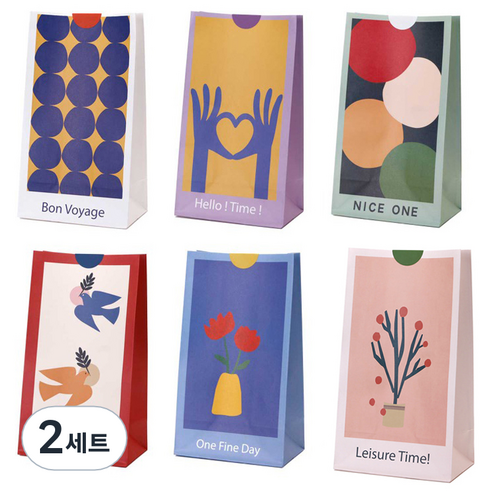 인디케이 모던아트 페이퍼백 6p + 스티커 6p 세트, 혼합색상, 2세트