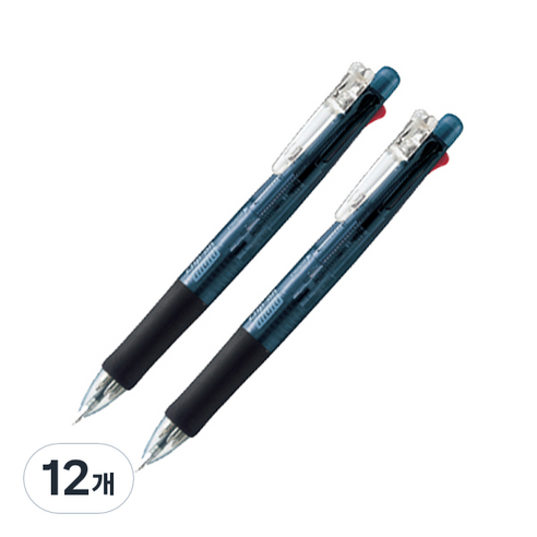 제브라 클립온 볼펜 0.7mm + 샤프 0.5mm 멀티펜 B4SA1, 블랙, 12개