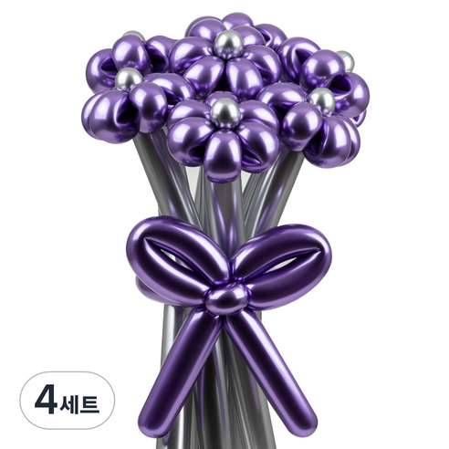 셈퍼텍스 요술풍선 데이지 튤립 꽃다발 만들기 세트, 리플렉스 바이올렛, 4세트