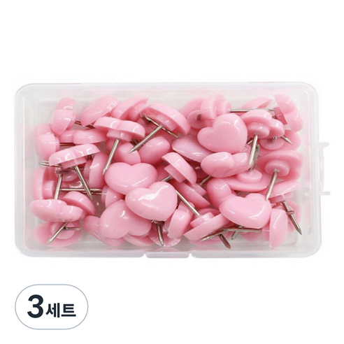 문구담 귀여운 하트모양 압정 50p 세트 핑크, 3세트