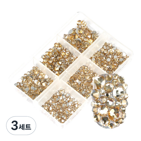위드샨셀렉션 대용량 스와 플랫 스톤 세트, 02 샴페인골드, 3세트