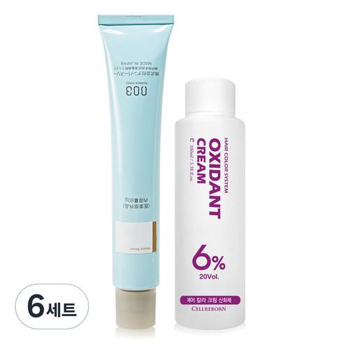 넘버쓰리 리크로마 패션 그레이 염색제 + 산화제 100ml, 6/03, 6세트