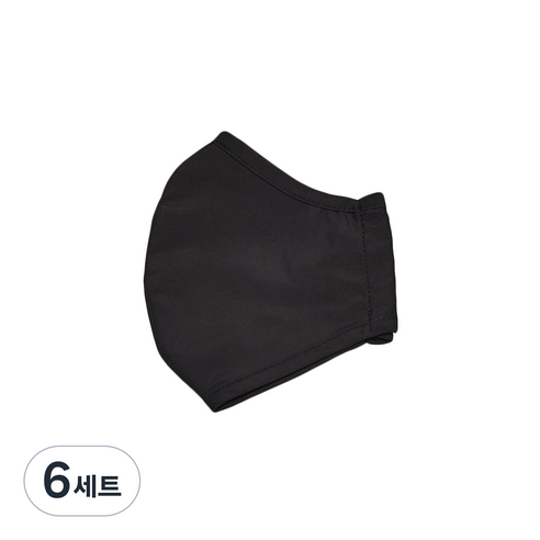 빨아쓰는 쫀쫀이 마스크 블랙 특대형 + 이어밴드, 6세트, 1개입